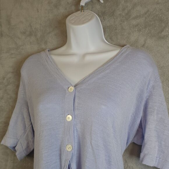 J Jill Linen Blend Button Front Top S Petite Lavender Lightweight Casual - Picture 3 of 8